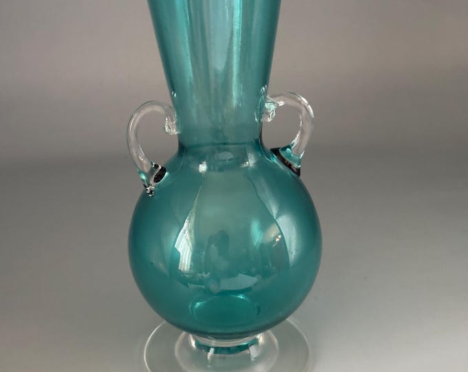 Vintage Blenko Green Glass Vase, Hand Blown Glass Art, Unique Gift for Her, Antique Collectible, Home Decor