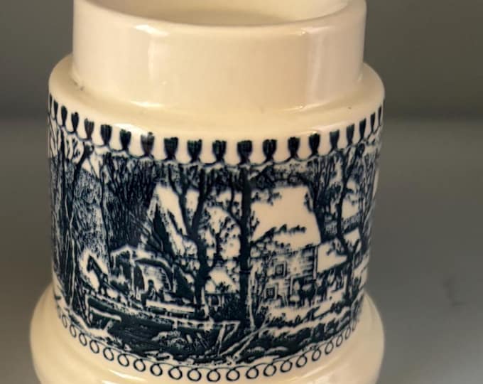 Rare Currier & Ives Hurricane Candle Lamp Royal China Lover Antiques and Vintage