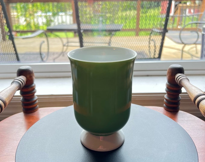 Vintage Green Glass Mug Cup by Holt Howard Footed Mug Art Lover Antiques and Vintage