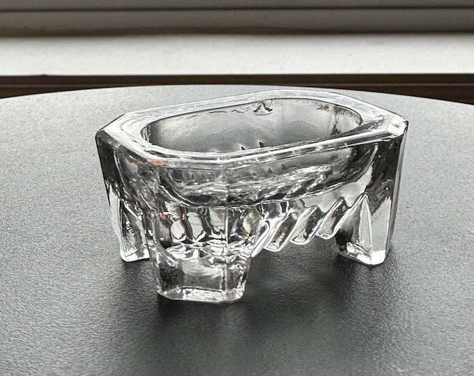 Vintage Clear Cut Glass Rectangular Footed Dish, Container, Figurine, Sugar Dish, Toothpick Holder, Glass Art Lover Antiques and Vintage
