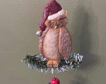 Kurt S. Adler Owl Ornament, Hand Carved Hand Painted Owl Figurine, Holiday Christmas Decor, Gift for Her