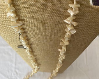 Genuine Mother of Pearl Necklace White Jewelry Unique Gift Opportunity Lover Antiques and Vintage