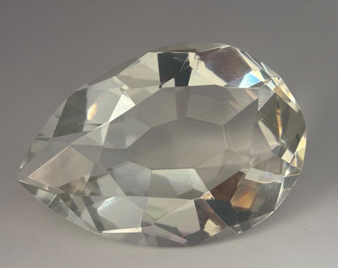 Rosenthal Clear Crystal Pear Shaped Paperweight 6 Inch Vintage Faceted Glass Desk Accessory