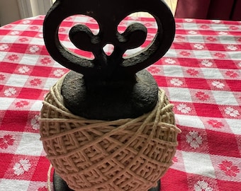 Vintage Owl Cast Iron String Yarn Holder, R. Welch Design, Victor England, String Stand, Lover Antiques and Vintage