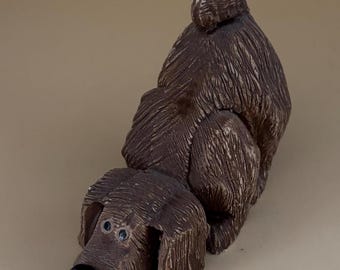 Vintage Brown Dog Hand Painted Figurine Animal Figure Lover Antiques and Vintage