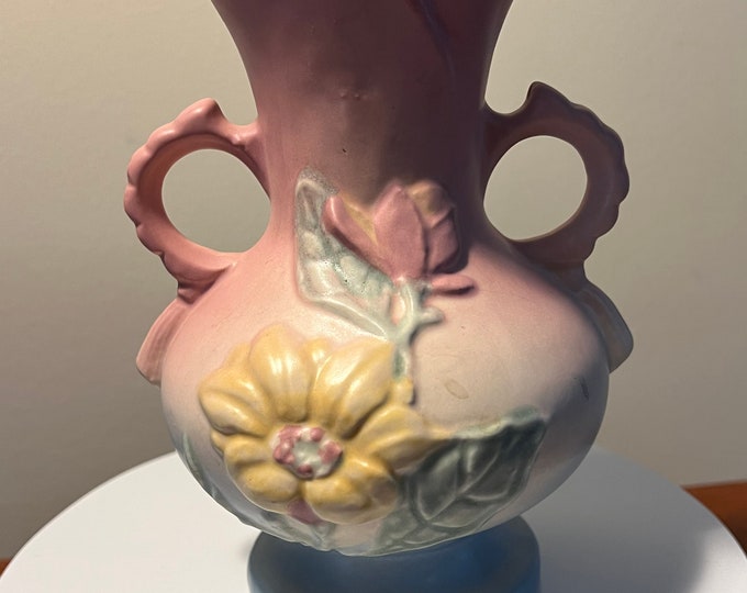 Vintage Hull Pottery Vase Magnolia Bud Pattern Pitcher with Double Handle, Lover Antiques and Vintage