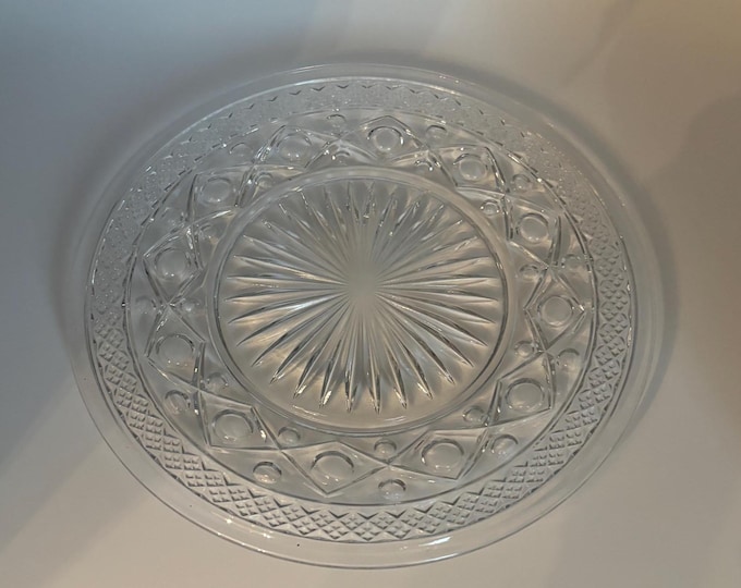 Vintage Starburst Glass Plate Crystal Clear Fancy Plates Lover Antiques and Vintage