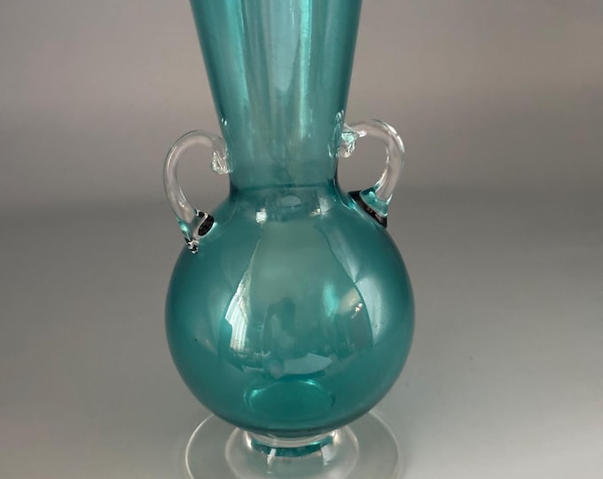 Vintage Blenko Green Glass Vase, Hand Blown Glass Art, Unique Gift for Her, Antique Collectible, Home Decor