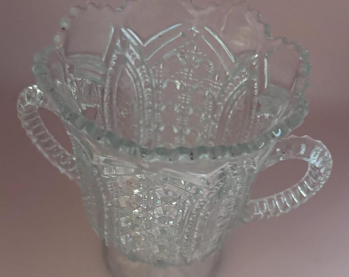Antique Celery Higbee 1909 Crystal Cut Glass with 2 Handles Lover Antiques and Vintage