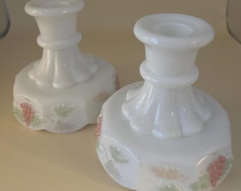 Vintage Westmoreland Grape Panel Set of Candle Holders Lover Antiques and Vintage