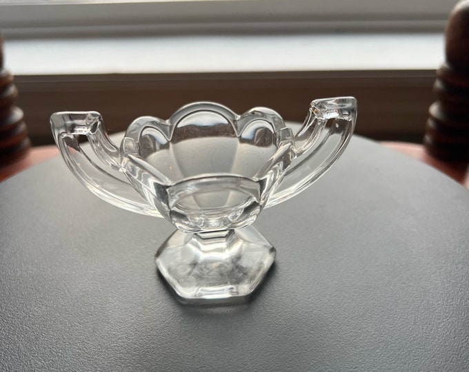 Vintage Cut Crystal Glass Trophy Salt Dish, Mini Cut Glass Figurine, Toothpick Holder, Salt Cellar, Small Container Lover Antiques Vintage