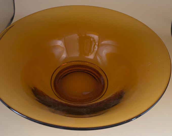 Vintage Amber Art Glass Vase Eclectic Contemporary Bowl Art Structure Lover Antiques and Vintage