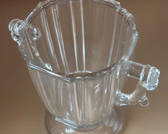 Antique EAPG Specialty 2 Handled Celery Vase, Bryce Pleading Flat Pattern, Pressed Glass Tall