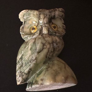 Vintage Alabaster Stone Owl, Made in Italy, Vintage Stone Owl, Stone Owl Figure, Lover Antiques and Vintage