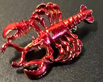 Vintage Red Lobster Brooch Pin Jewelry brooches Lover Antiques Red Enamel Pins