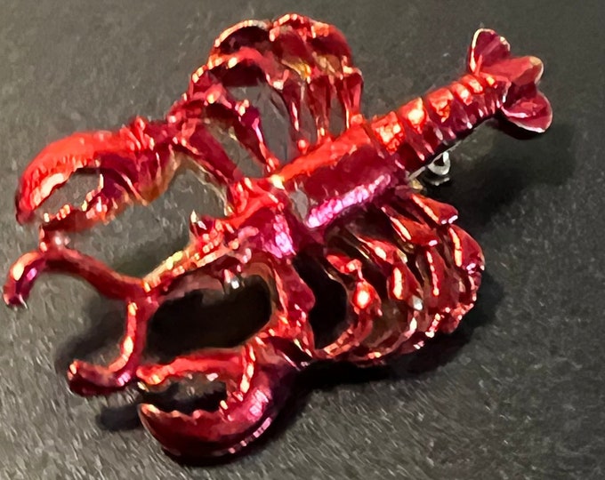 Vintage Red Lobster Brooch Pin Jewelry brooches Lover Antiques Red Enamel Pins