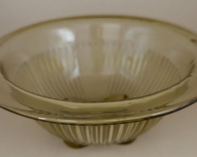 Depression Glass Mixing Bowl Federal Glass Company Ribbed Lower Panel Golden Glow Yellow Bowl Lover Antiques and Vintage