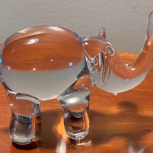 Vintage Art Glass Elephant Figurine: Lucky Trunk Up Decor