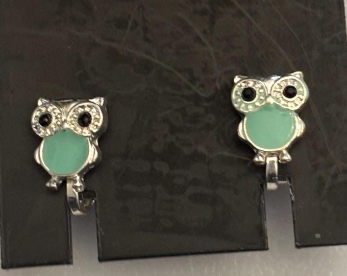 Vintage Owl Earrings Enamel Body Gift For Her Lover Antiques and Vintage