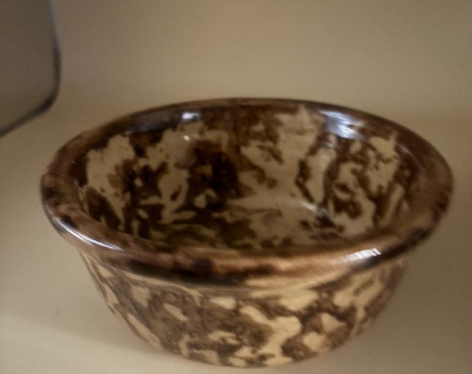 Vintage Stoneware Brown Bowl Spongeware Pottery Bowl Art Lover Antiques and Vintage