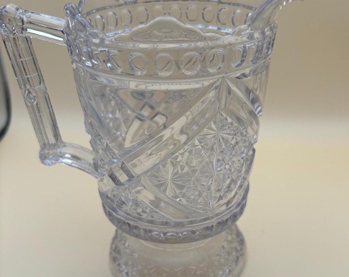 Antique Daisy and Crossbar Canadian Pressed Glass Pitcher Lover Antiques and Vintage