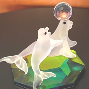 Vintage Crystal Seals Figurine: Sea Animal Lover Gift