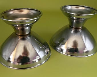 Vintage Pair of Silver Tone Candle Holders Lover Antiques and Vintage