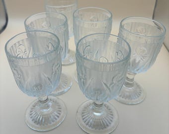 Vintage Cordial Glasses with Irish Pattern Fancy Cordials Glass Set of 6 Lover Antiques and Vintage