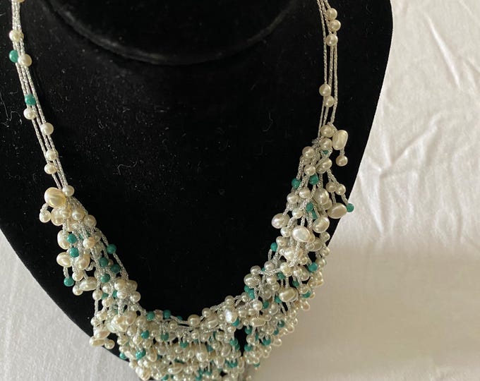 Vintage Multi Strand Freshwater Pearls & Bead Statement Necklace Unique Gift Opportunity Lover Antiques and Vintage