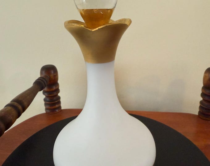 Vintage Perfume Bottle Irving Rice West Germany Gold Opaline with Gold Overlay with Stopper Perfume Decanter Lover Antiques and Vintage