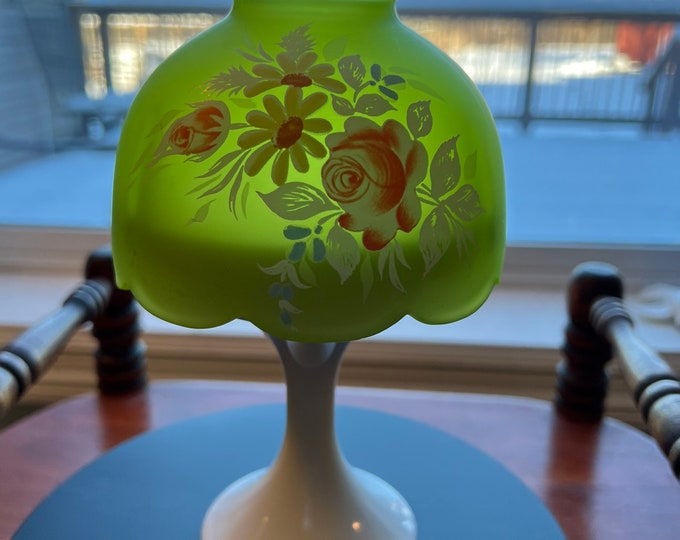 Vintage Westmoreland Fairy Lamp Glass Green Mist Satin Frosted Covered Candle Light Fairy Light Daisy Decoration Tea Lamp Lover Antiques