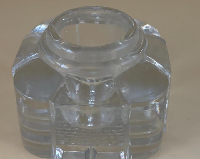 Antique Glass Ink Well Inkwell Glass Art Vanity Jar Dish Container Lover Antiques and Vintage