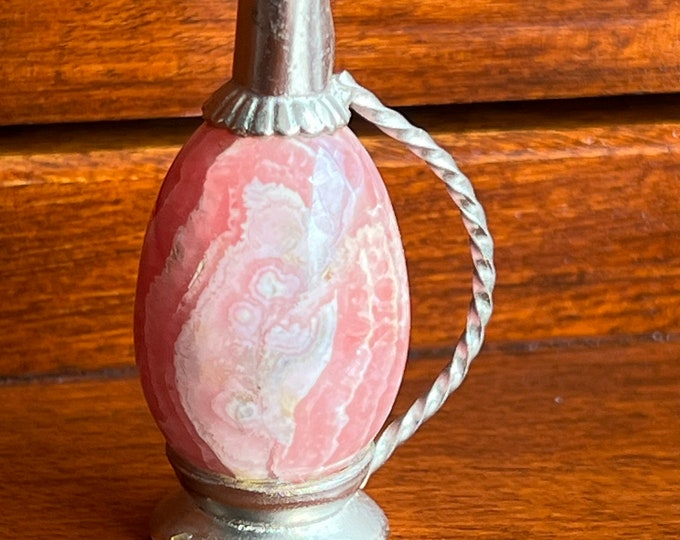 Vintage Olguin Rhodochrosite Mini Pitcher, Natural Gemstone, Miniature Decor, Stone of Compassion, Pink Miniature Pitcher