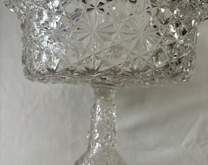 Antique Large Daisy & Button Footed Compote with Dramatic Flared Edge Glass Art Lover Antiques and Vintage