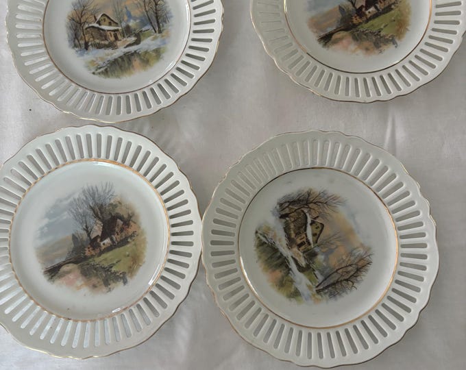 Vintage Mepoco Set Of 4 Plates Lover Antiques And Vintage