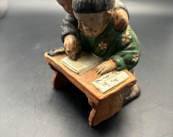 Antique Chinese Shiwan Mudman Figurine, Student Teacher Statue, Lover Antiques and Vintage