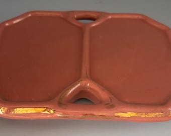 Vintage Hall China Company Luster Orange Serving Double Tray #104 Lover Antiques and Vintage