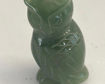 Vintage Carved Jade Great Horned Owl Jadeite Nephrite Owl Figurine Lover Antiques and Vintage