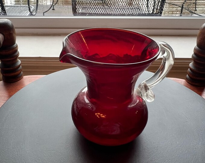 Vintage Ruby Red Mini Pitcher Mini Treasure Small Vase Lover Antiques and Vintage