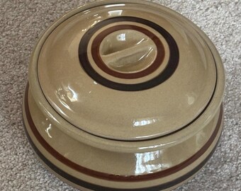 Vintage Lipton Soup Hamstone Pottery Round Crock Casserole Dish Lover Antiques and Vintage