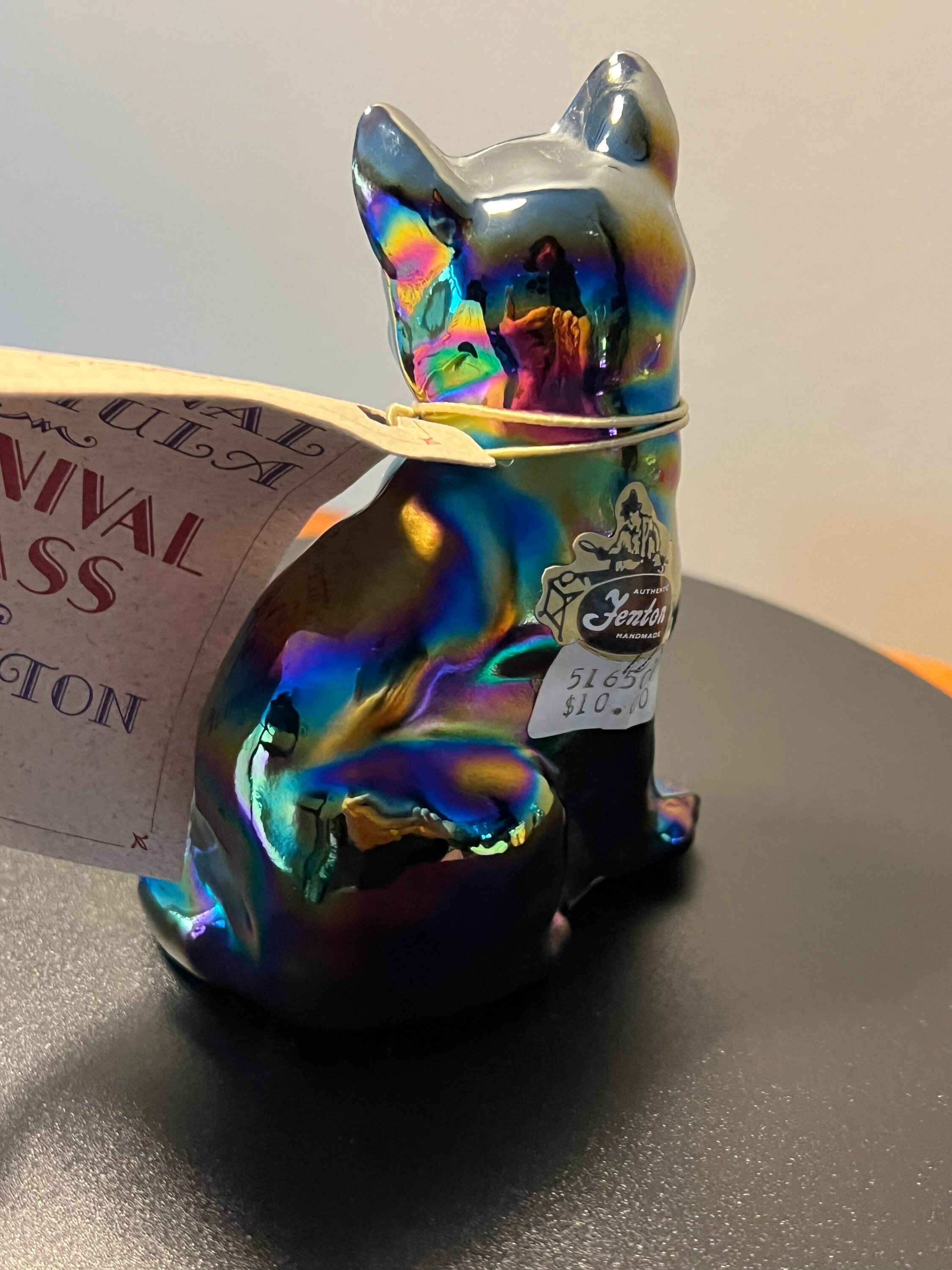 Vintage Fenton Iridescent Carnival Glass Cat Glass Art Etsy