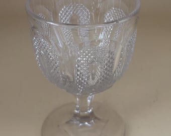 Antique Hobbs Brockunier Glass Goblet, Buckle Design Glass Goblets, Lover Antiques and Vintage