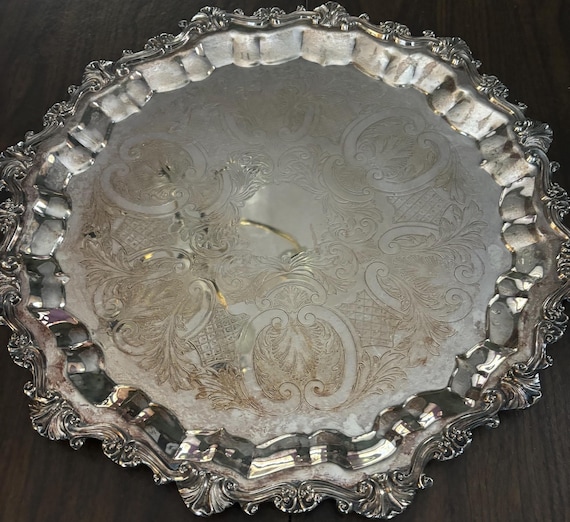 Antique Sheridan Silver Plate on Copper Large Platter Numbered 3