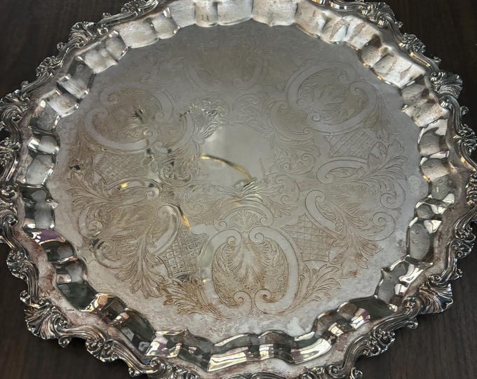 Antique Sheridan Silver Plate on Copper Large Platter Numbered 3 Lover Antiques and Vintage