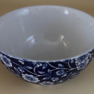 CALICO Blue Floral Bowl Royal Crownford Ironstone England Blue and White Flowers Burleigh Transferware Lover Antiques