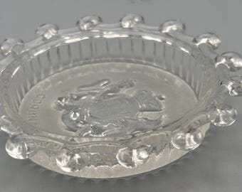 Vintage Queen Elizabeth Pressed Glass Coaster Pin Dish Glass Art Lover Antiques and Vintage