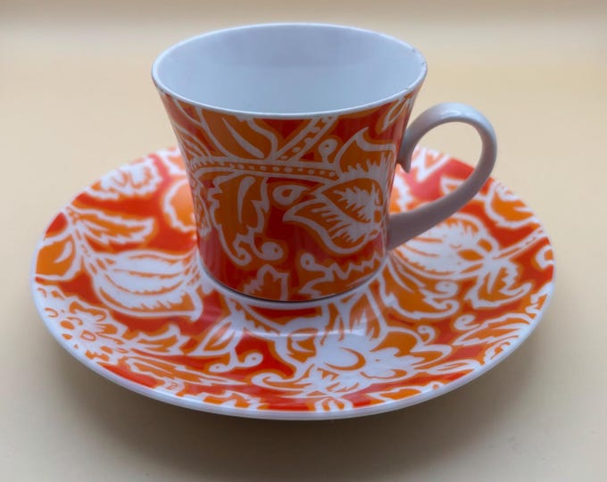 Vintage Block Bidasoa Spain Porcelain Tea Cup and Saucer Espana Valencia Collection Lover Antiques and Vintage