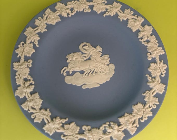 Vintage Wedgwood Blue Jasperware Plate Roman Horse & Chariot Design Lover Antiques and Vintage