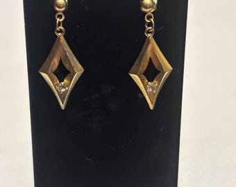 Vintage Diamond Shaped Gold Earrings, Lover Antiques and Vintage