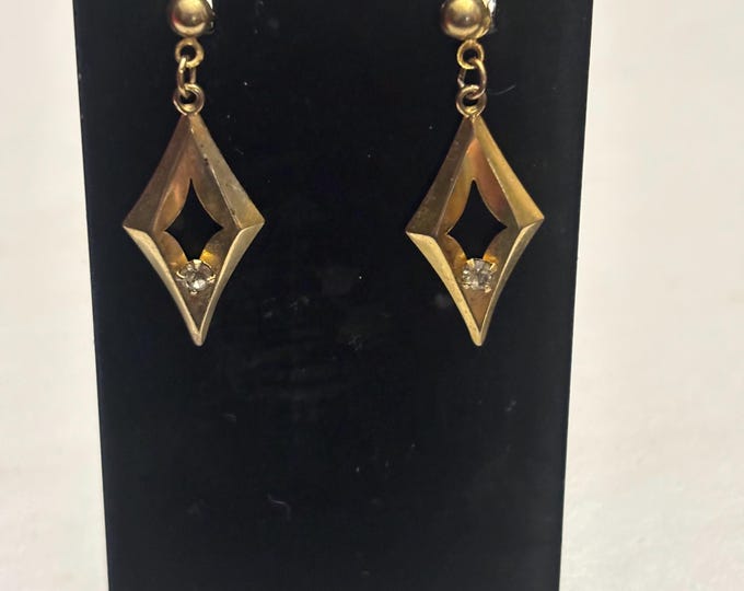 Vintage Diamond Shaped Gold Earrings, Lover Antiques and Vintage